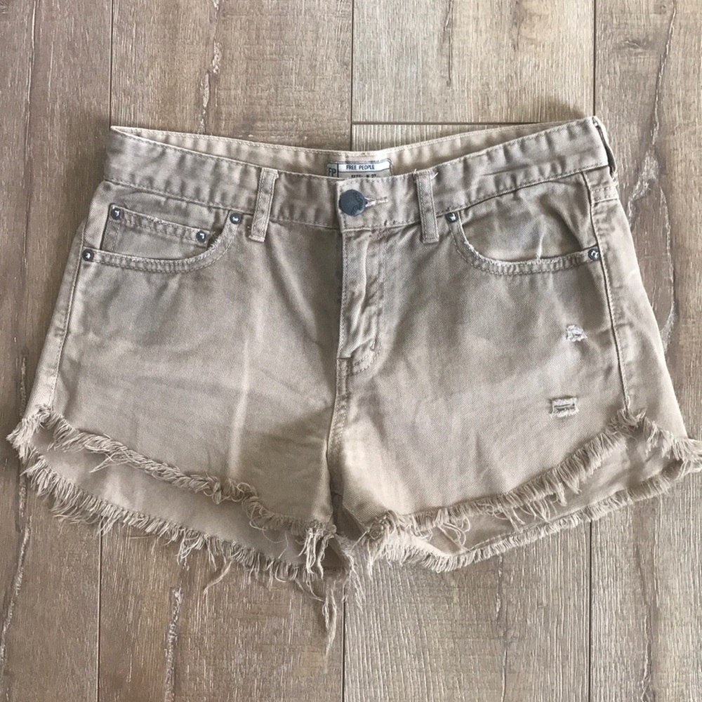 Free people tan denim shorts